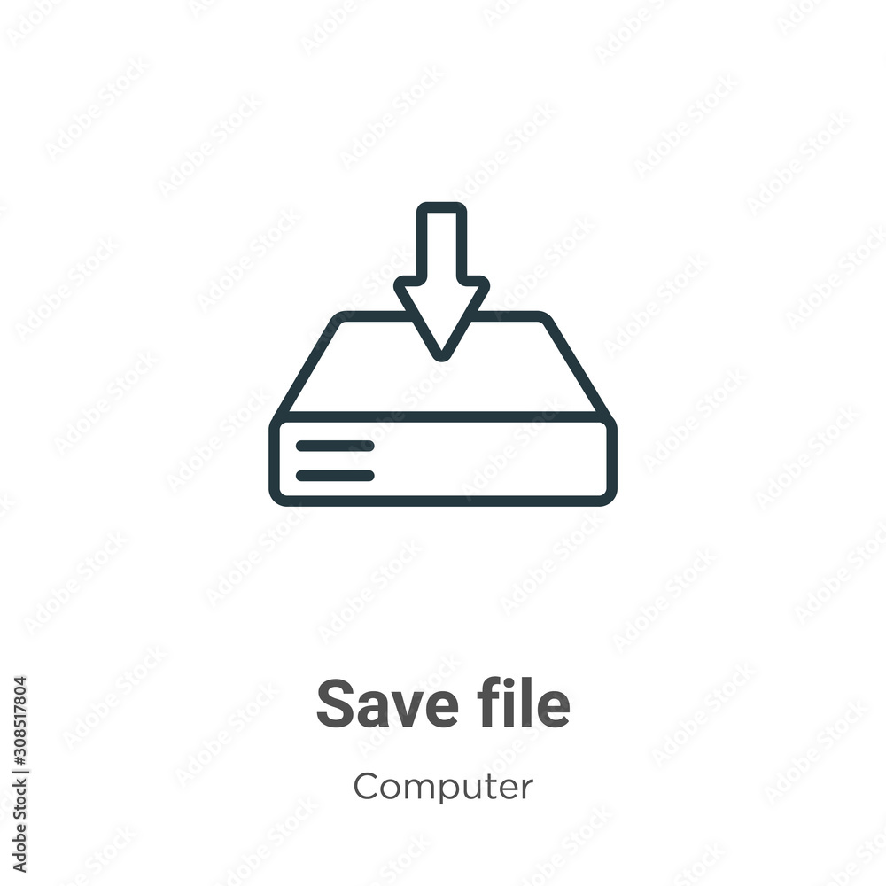 Poster save file outline vector icon. thin line black save file icon, flat vector simple element illustrati