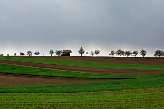 tractor spraying field