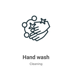 Fototapeta premium Hand wash outline vector icon. Thin line black hand wash icon, flat vector simple element illustration from editable cleaning concept isolated on white background
