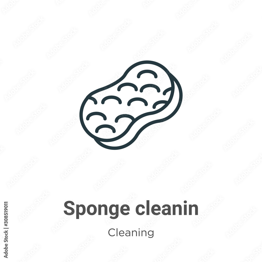 Poster sponge cleanin outline vector icon. thin line black sponge cleanin icon, flat vector simple element 