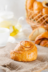 Fresh pastries, cinnamon roll.