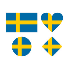 Flag of Sweden. Set of vector Swedish flags.