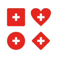 Obraz premium Vector set of Swiss flags. Flag of Switzerland.