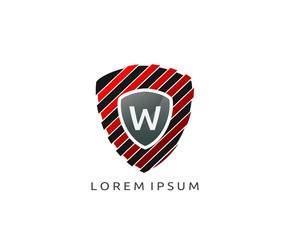 Creative Strips Shield W Letter Logo Icon.