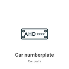 Car numberplate outline vector icon. Thin line black car numberplate icon, flat vector simple element illustration from editable car parts concept isolated on white background © Digital Bazaar