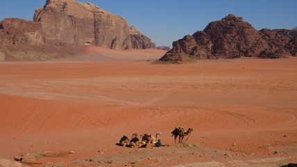 Fototapeta na wymiar Bedouins in the Wadi Rum desert