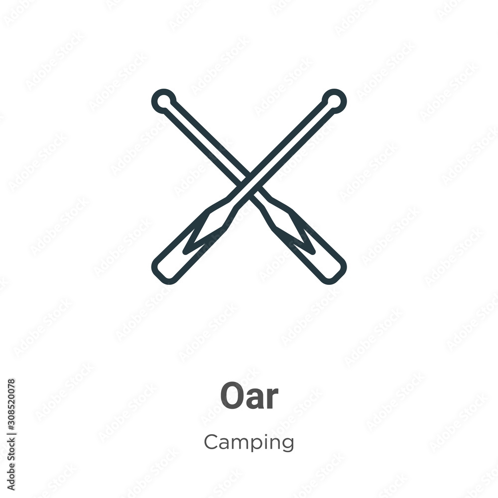 Poster oar outline vector icon. thin line black oar icon, flat vector simple element illustration from edit