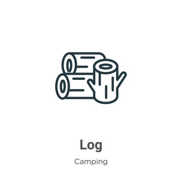Log outline vector icon. Thin line black log icon, flat vector simple element illustration from editable camping concept isolated on white background