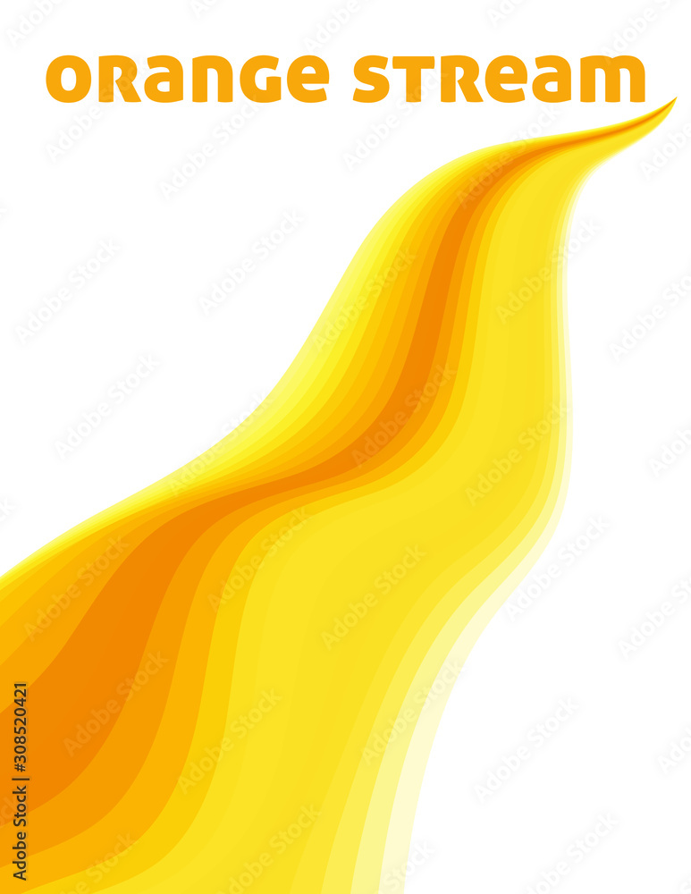 Poster Abstract orange stream on white background. Vector graphics
