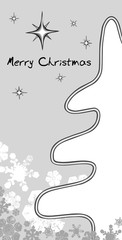 Children's drawing with Christmas tree and snowflakes. Vector  graphics