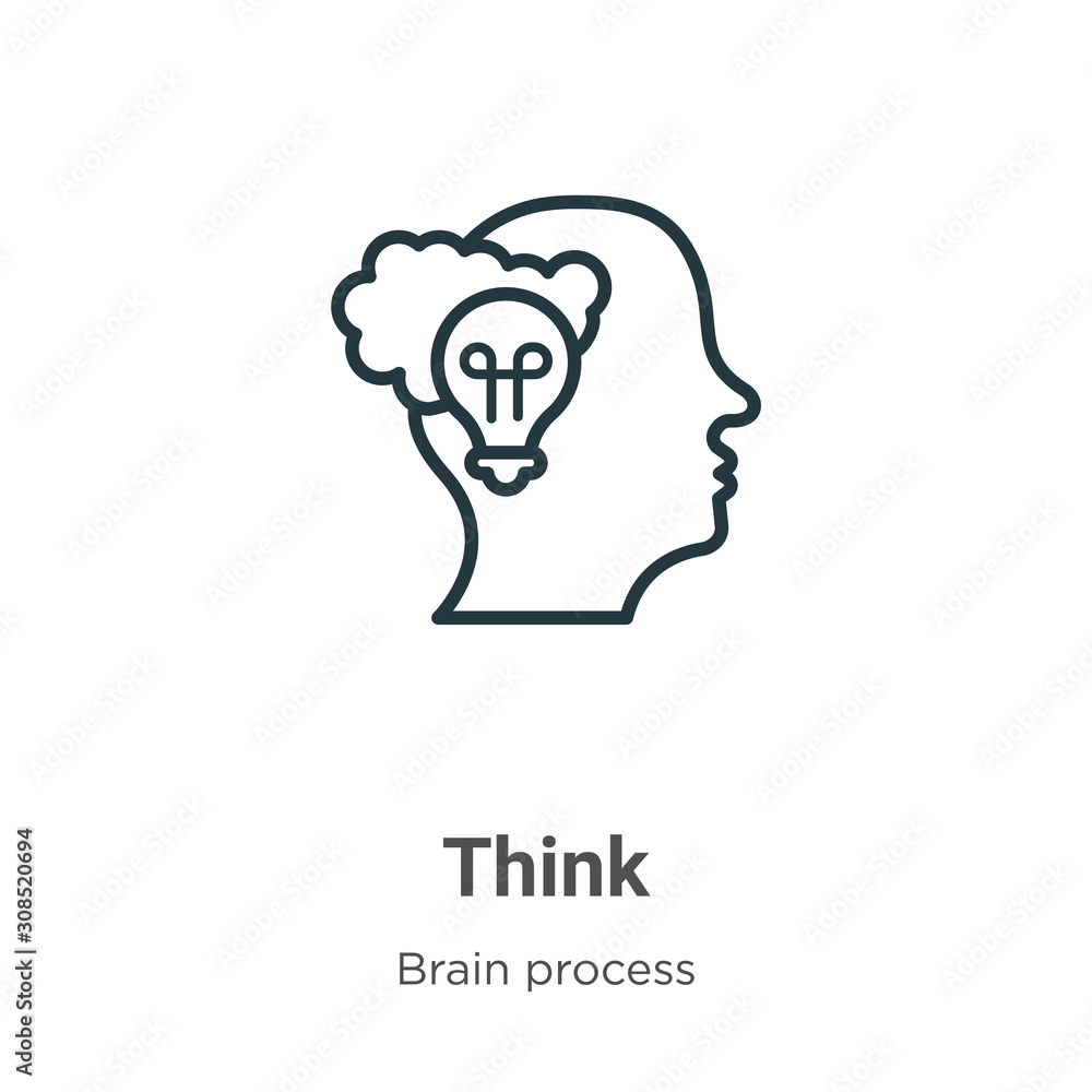 Poster think outline vector icon. thin line black think icon, flat vector simple element illustration from 