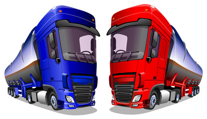 Cartoon trucks isolated on a white background. Vector illustration.