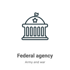 Fototapeta Federal agency outline vector icon. Thin line black federal agency icon, flat vector simple element illustration from editable army and war concept isolated on white background obraz