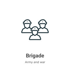 Brigade outline vector icon. Thin line black brigade icon, flat vector simple element illustration from editable army and war concept isolated on white background