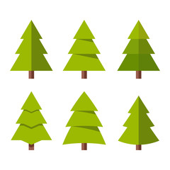 Collection of Christmas trees, modern flat design.
