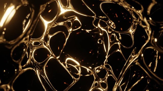 golden tunnel background, 3d luxury gold pattern animation, abstract 4k loop
