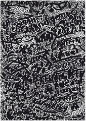 Typographic graffiti-style, calligraphic expressionist art print, poster, card, mural, decor. Hand pop lettering, doodle, type pattern. Hidden message, buzzwords, illustration elements eye, lips, star