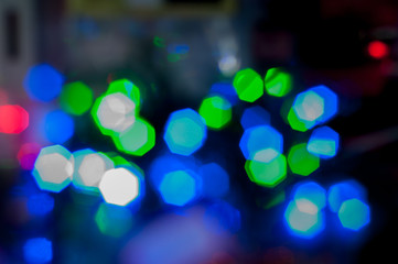 Bokeh background in blue and green colors.