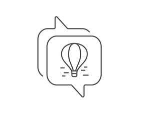 Air balloon line icon. Chat bubble design. Flight transport with basket sign. Amusement park symbol. Outline concept. Thin line air balloon icon. Vector