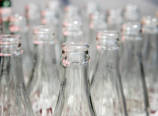 Used glass bottles. Close up and selective focus, Recyclable object image.