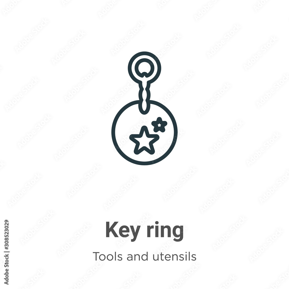 Poster key ring outline vector icon. thin line black key ring icon, flat vector simple element illustration