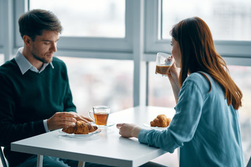 young couple in cafe