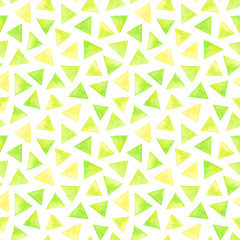 watercolor yellow and green triangle abstract seamless pattern