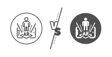 VR simulation sign. Versus concept. Augmented reality phone line icon. 3d person symbol. Line vs classic augmented reality icon. Vector