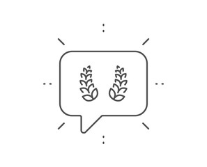 Laurel wreath line icon. Chat bubble design. Reward symbol. Winner award sign. Outline concept. Thin line laurel wreath icon. Vector