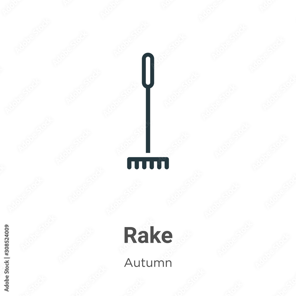 Poster rake outline vector icon. thin line black rake icon, flat vector simple element illustration from ed