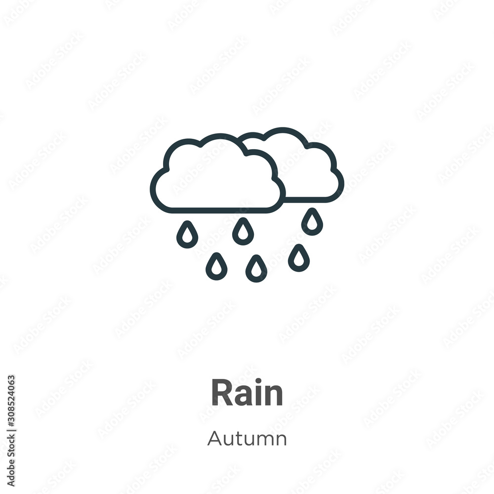 Poster rain outline vector icon. thin line black rain icon, flat vector simple element illustration from ed