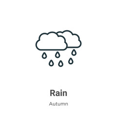 Rain outline vector icon. Thin line black rain icon, flat vector simple element illustration from editable autumn concept isolated on white background