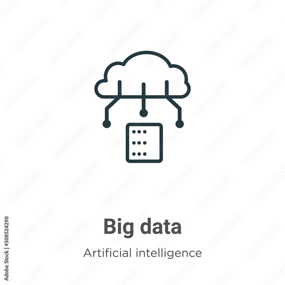 Poster big data outline vector icon. thin line black big data icon, flat vector simple element illustration