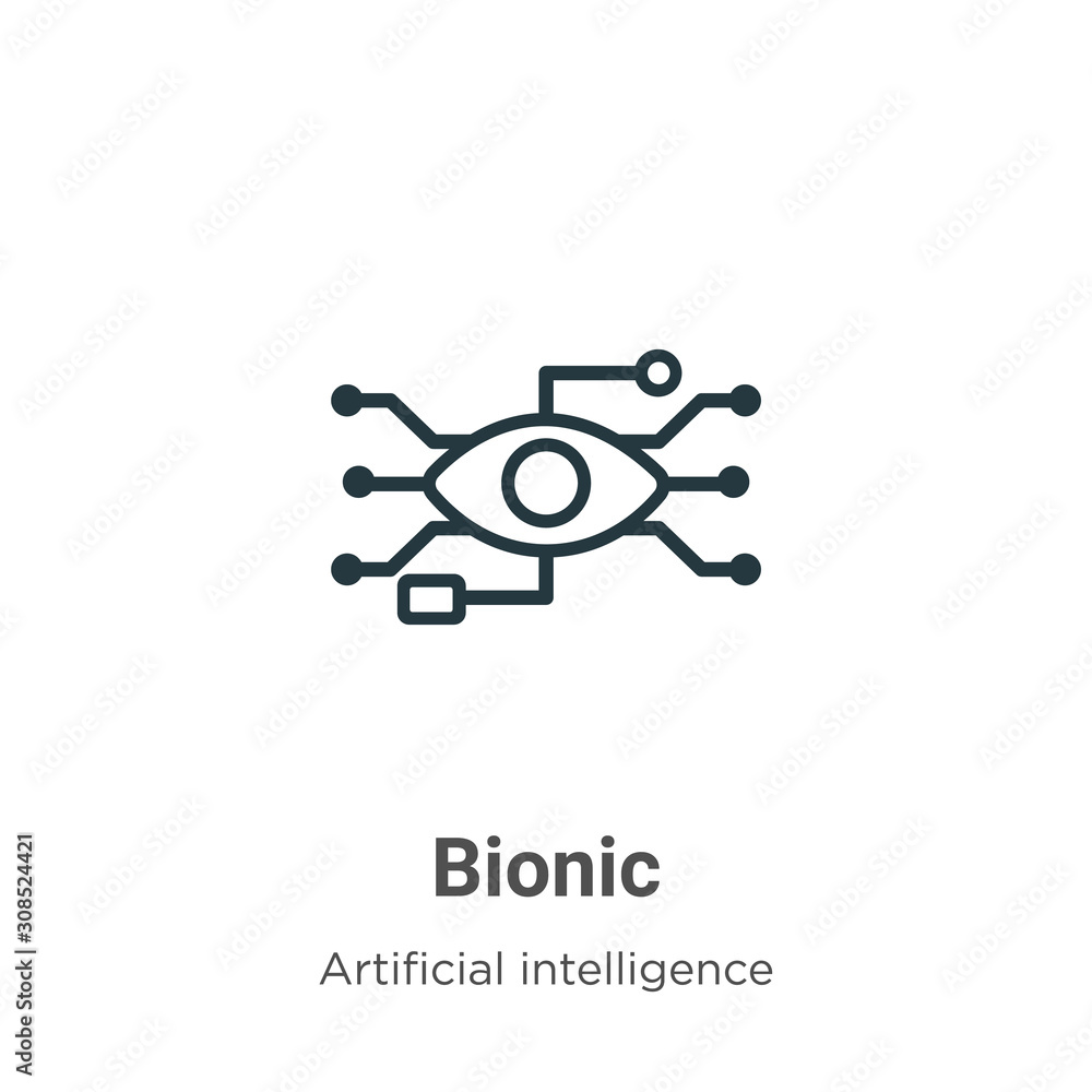 Poster bionic outline vector icon. thin line black bionic icon, flat vector simple element illustration fro
