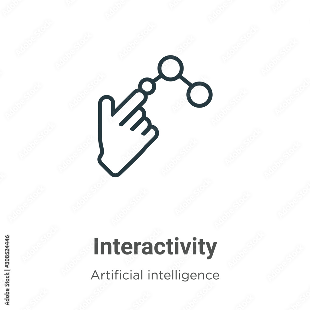 Poster interactivity outline vector icon. thin line black interactivity icon, flat vector simple element il