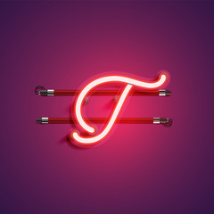 Purple/red coloured neon character, vector illustration