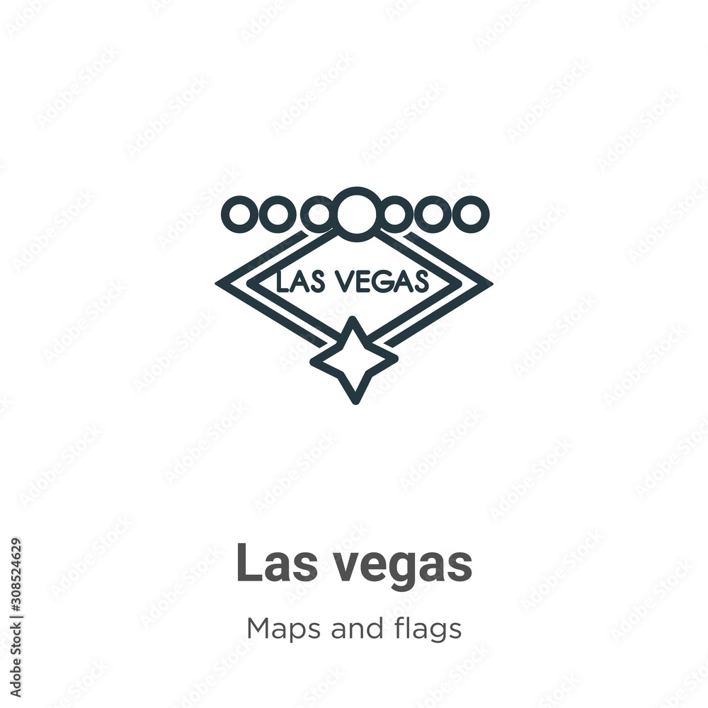 Poster las vegas outline vector icon. thin line black las vegas icon, flat vector simple element illustrati