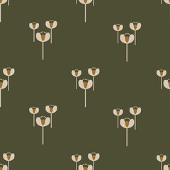 Three little flowers seamless vector pattern.