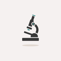 Microscope. Icon with shadow on a beige background. Pharmacy vector illustration