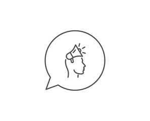 Fototapeta premium Brand ambassador line icon. Chat bubble design. Megaphone sign. Advertisement device symbol. Outline concept. Thin line brand ambassador icon. Vector