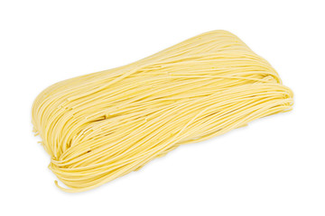Chinese dry egg noodles isolated on white background