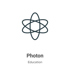 Photon outline vector icon. Thin line black photon icon, flat vector simple element illustration from editable education concept isolated on white background