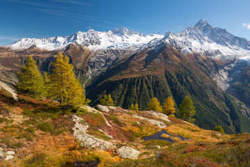 Colorful Autumn Scenery in the Mont-Blanc-Region, France