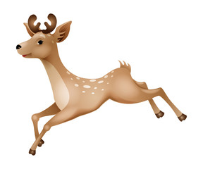 Fototapeta na wymiar Running cartoon deer. Isolated on a white background.