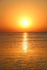Sunset above sea. Beautiful summer decline above ocean