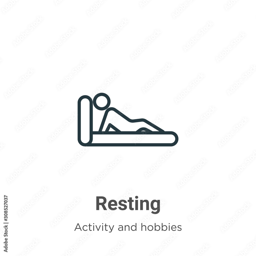 Poster resting outline vector icon. thin line black resting icon, flat vector simple element illustration f