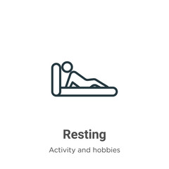 Resting outline vector icon. Thin line black resting icon, flat vector simple element illustration from editable activity and hobbies concept isolated on white background