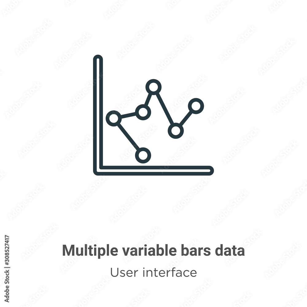 Poster multiple variable bars data outline vector icon. thin line black multiple variable bars data icon, f