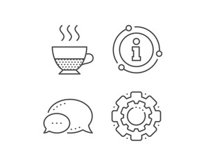 Doppio coffee icon. Chat bubble, info sign elements. Hot drink sign. Beverage symbol. Linear doppio outline icon. Information bubble. Vector