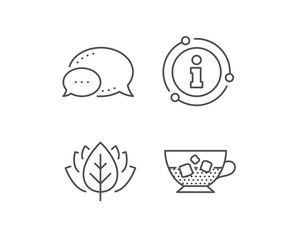 Coffee with ice icon. Chat bubble, info sign elements. Cold drink sign. Beverage symbol. Linear cold coffee outline icon. Information bubble. Vector